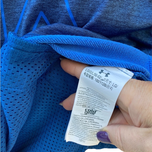 Under Armour MK-1 ColdGear Terry Graphic UA Pullover Hoodie Sweatshirt Blue LG - Picture 8 of 8
